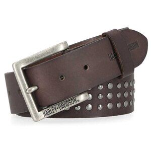 Harley-Davidson Men's Belt Size 42 Brown Triple Row Studded Genuine Leather Belt
